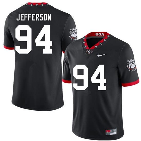 Men #94 Jonathan Jefferson Georgia Bulldogs 100th Anniversary College Football Jerseys Sale-100th Bl