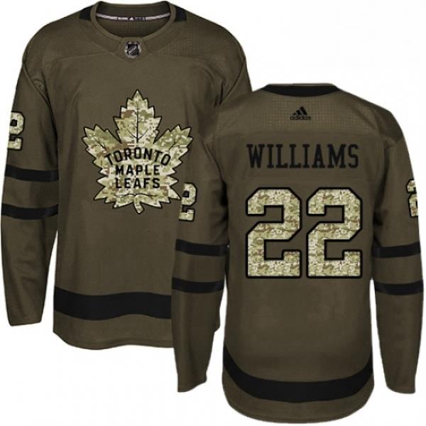 Youth Adidas Toronto Maple Leafs 22 Tiger Williams Authentic Green Salute to Service NHL Jersey