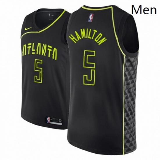 Men NBA 2018 19 Atlanta Hawks 5 Daniel Hamilton City Edition Black Jersey