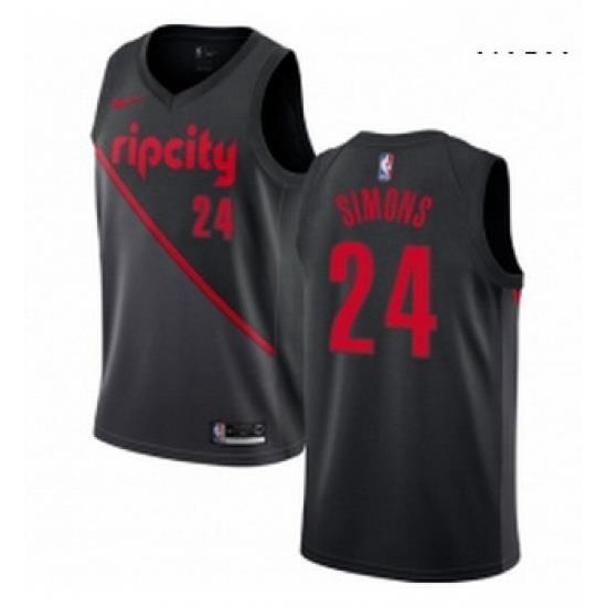 Mens Nike Portland Trail Blazers 24 Anfernee Simons Swingman Black NBA Jersey 2018 19 City Edition