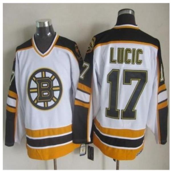Boston Bruins #17 Milan Lucic White Black CCM Throwback Stitched NHL Jersey