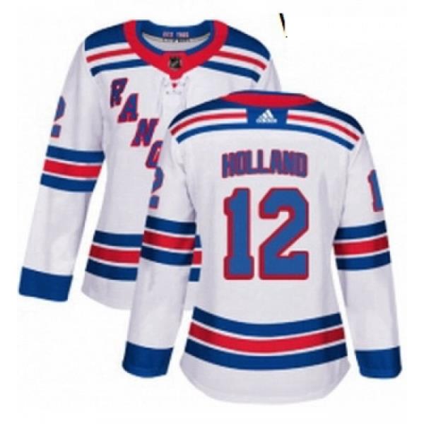 Womens Adidas New York Rangers 12 Peter Holland Authentic White Away NHL Jersey