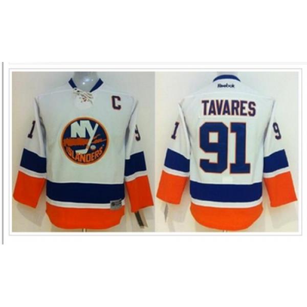 Youth NHL New York Islanders #91 John Tavares White Jersey