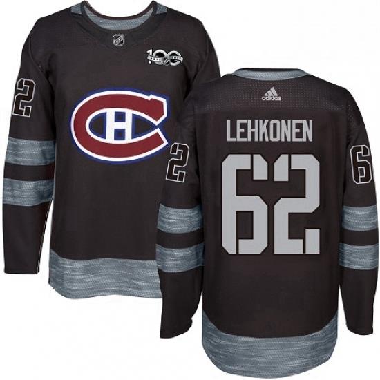 Mens Adidas Montreal Canadiens 62 Artturi Lehkonen Authentic Black 1917 2017 100th Anniversary NHL Jersey