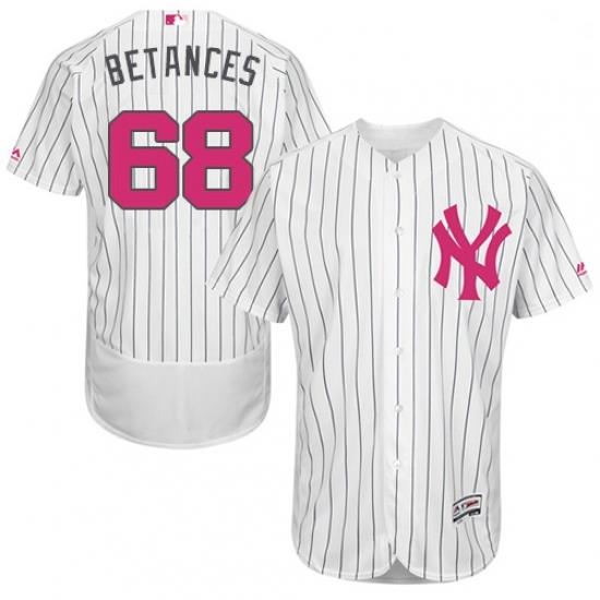 Mens Majestic NeW York Yankees 68 Dellin Betances Authentic White 2016 Mothers Day Fashion Flex Base Jersey