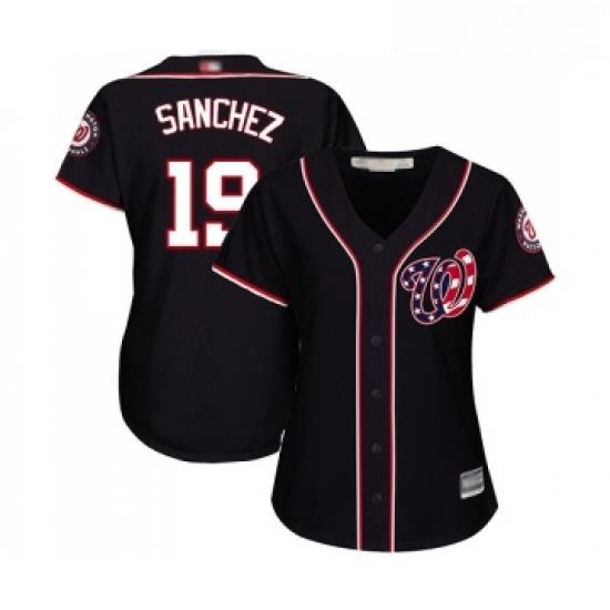 Womens Washington Nationals 19 Anibal Sanchez Replica Navy Blue Alternate 2 Cool Base Baseball Jersey