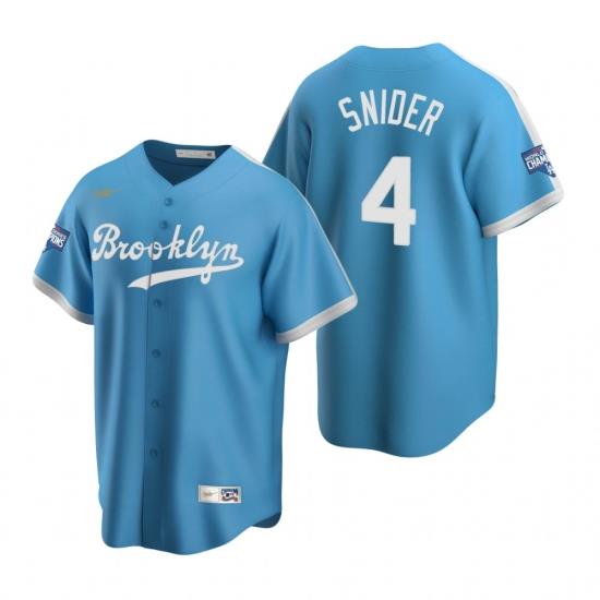 Men Brooklyn Los Angeles Dodgers 4 Duke Snider Light Blue 2020 World Series Champions CooperstoWn Collection Jersey