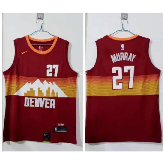 Men Denver Nuggets 27 Jamal Murray Red 2020 21 City Edition Nike Swin