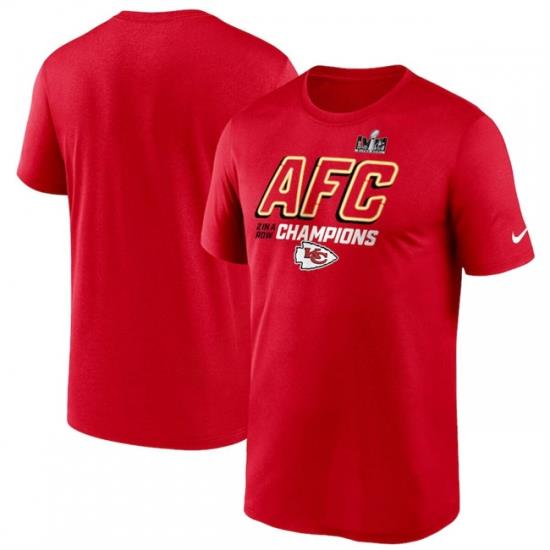 Men Kansas City Chiefs Red 2023 AFC Champions Iconic T Shirt