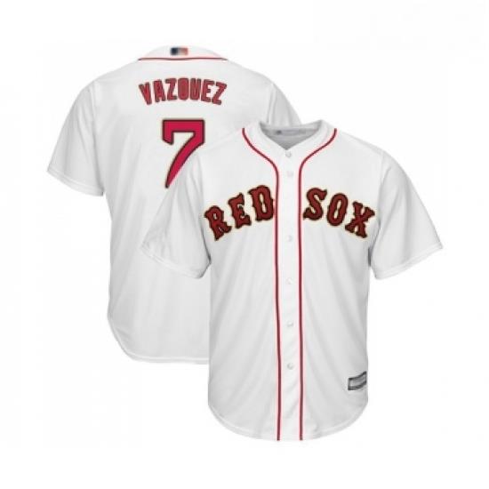 Youth Boston Red Sox 7 Christian Vazquez Authentic White 2019 Gold Program Cool Base Baseball Jersey