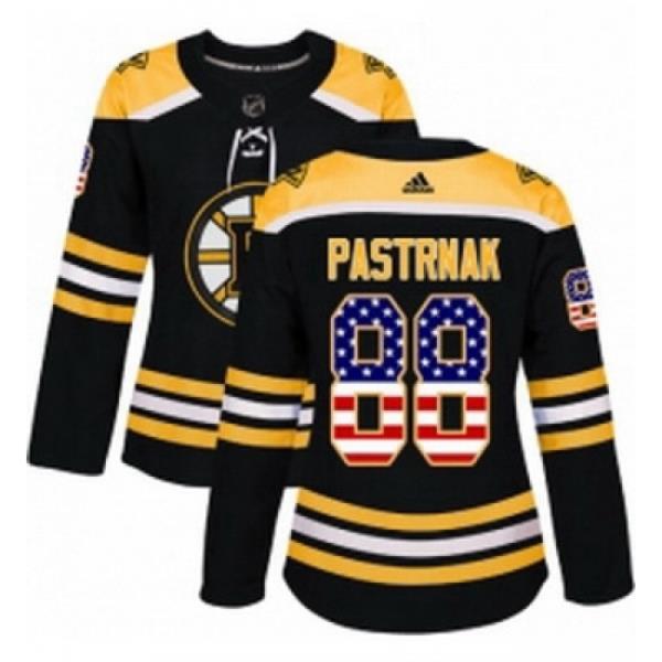 Womens Adidas Boston Bruins 88 David Pastrnak Authentic Black USA Flag Fashion NHL Jersey