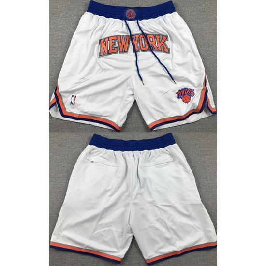 Men New Yok Knicks White Shorts
