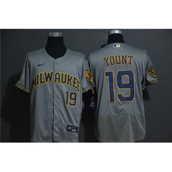 BreWers 19 Robin Yount Gray 2020 Nike Flexbase Jersey
