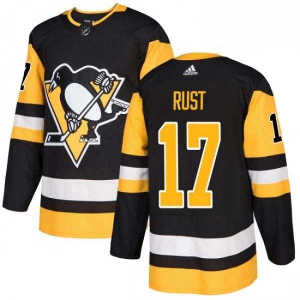 Mens Adidas Pittsburgh Penguins 17 Bryan Rust Authentic Black Home NHL Jersey