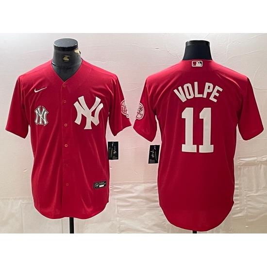 Men NeW York Yankees 11 Anthony Volpe Red Cool Base Stitched Baseball Jersey