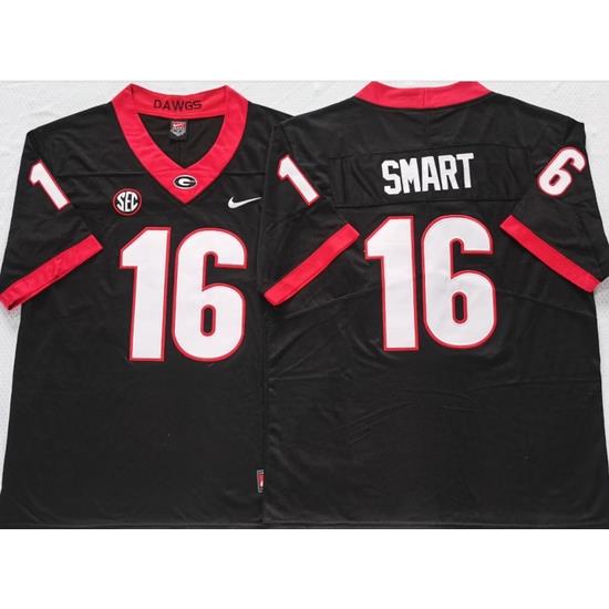 Men #16 SMART Georgia Bulldogs College Football Jerseys Sale-Black