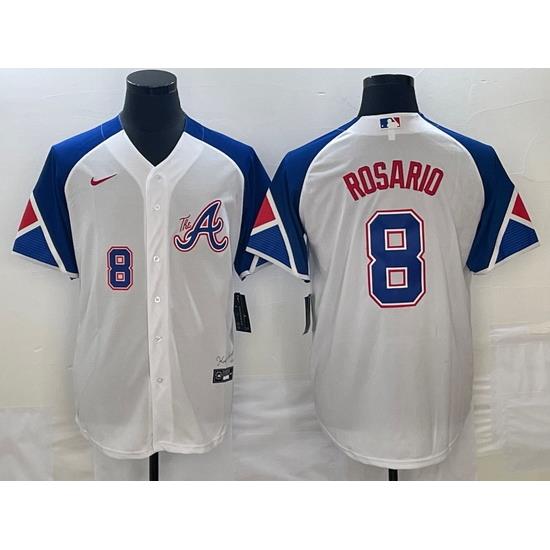Men's Atlanta Braves #8 Eddie Rosario Number White 2023 City Connect Cool Base Stitched Jersey1