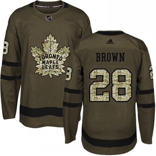 Mens Adidas Toronto Maple Leafs 28 Connor Brown Authentic Green Salute to Service NHL Jersey