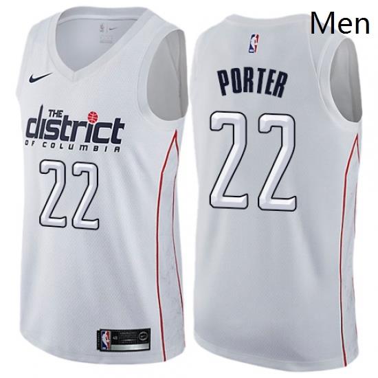 Mens Nike Washington Wizards 22 Otto Porter Authentic White NBA Jersey City Edition