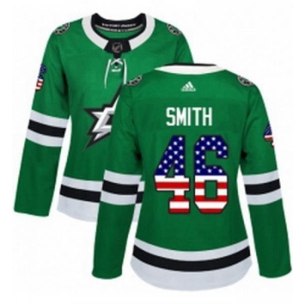 Womens Adidas Dallas Stars 46 Gemel Smith Authentic Green USA Flag Fashion NHL Jersey
