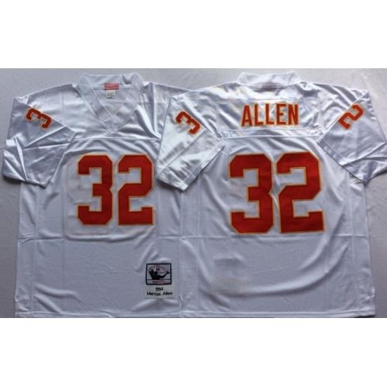 Men Kansas City Chiefs 32 Marcus Allen White M&N Throwback Jersey