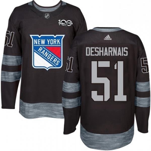 Mens Adidas New York Rangers 51 David Desharnais Authentic Black 1917 2017 100th Anniversary NHL Jersey