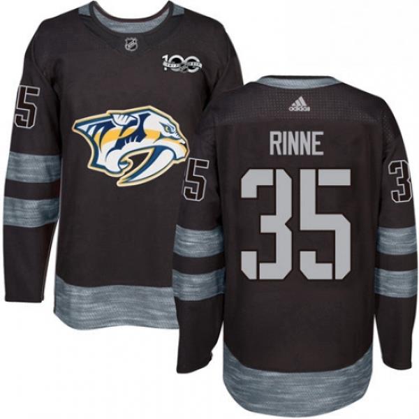 Mens Adidas Nashville Predators 35 Pekka Rinne Authentic Black 1917 2017 100th Anniversary NHL Jersey