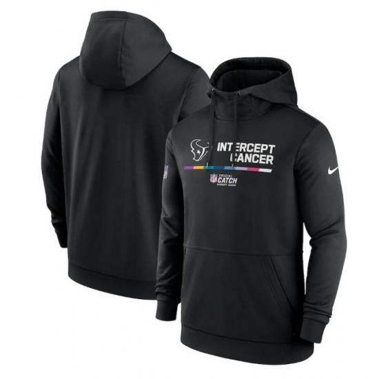 Men Houston Texans 2022 Black Crucial Catch Therma Performance Pullover Hoodie