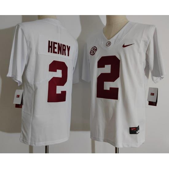 Men Alabama Crimson Tide 2 Derrick Henry White College Football Jersey