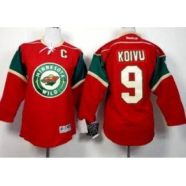 Youth Minnesota Wild 9 Mikko Koivu Red NHL Jerseys
