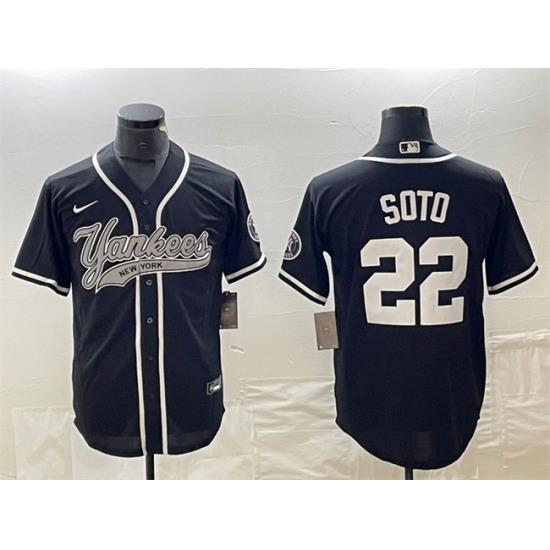 Men NeW York Yankees 22 Juan Soto Black Cool Base Stitched Baseball Jersey