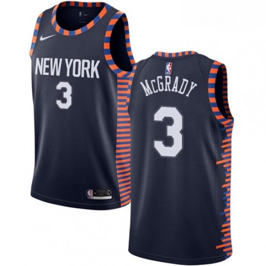 Mens Nike New York Knicks 3 Tracy McGrady Swingman Navy Blue NBA Jersey 2018 19 City Edition