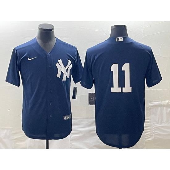 Men's NeW York Yankees #11 Anthony Volpe No Name Navy Blue Stitched Cool Base Nike Jersey
