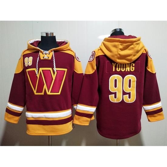 Washington Commanders Red Sitched Pullover Hoodie #99 Chase Young