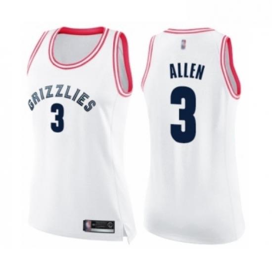 Womens Memphis Grizzlies 3 Grayson Allen Swingman White Pink Fashion Basketball Jersey