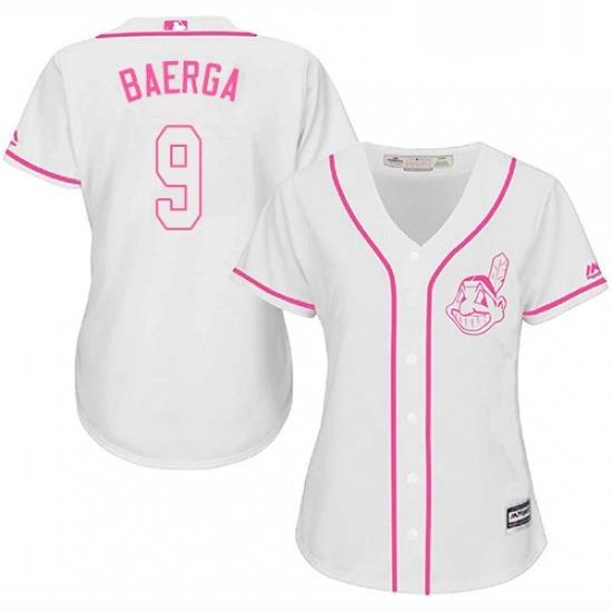 Womens Majestic Cleveland Indians 9 Carlos Baerga Replica White Fashion Cool Base MLB Jersey