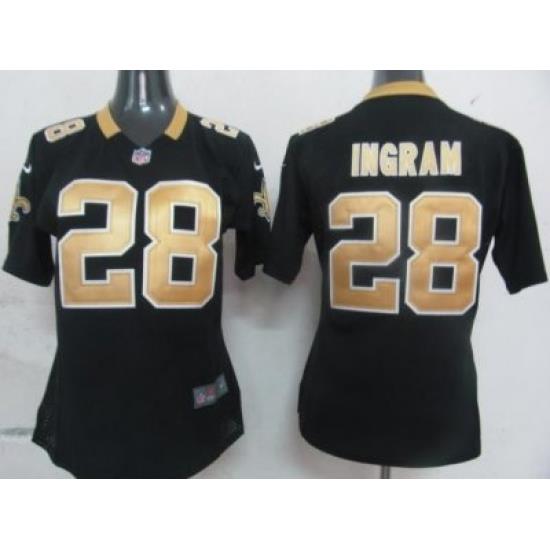 Womens Nike New Orleans Saints 28 Ingram Black Nike NFL Jerseys