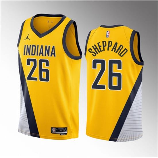 Men Indiana Pacers 26 Ben Sheppard Yellow 2023 Draft Statement Edition Stitched Basketball JerseyS