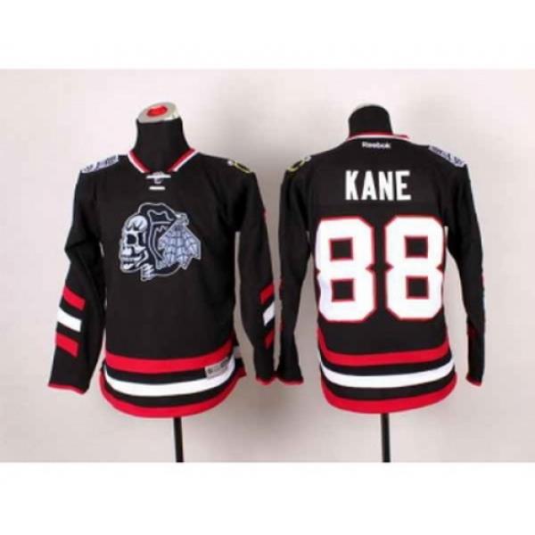 youth nhl jerseys chicago blackhawks #88 kane black[2014 Stadium Series][the skeleton head]