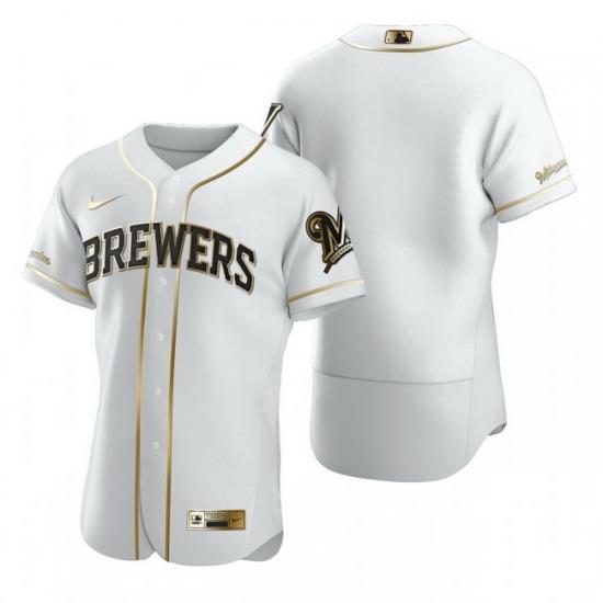 MilWaukee BreWers Blank White Nike Mens Authentic Golden Edition MLB Jersey
