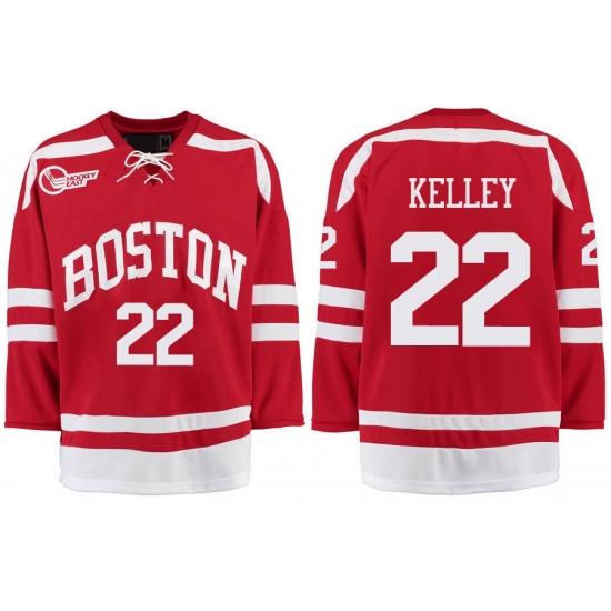 Boston University Terriers BU 22 Tommy Kelley Red Stitched Hockey Jersey