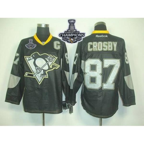 Penguins #87 Sidney Crosby Black Ice 2017 Stanley Cup Finals Champions Stitched NHL Jersey