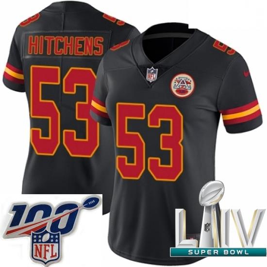 2020 Super Bowl LIV Women Nike Kansas City Chiefs #53 Anthony Hitchens Limited Black Rush Vapor Untouchable NFL Jersey