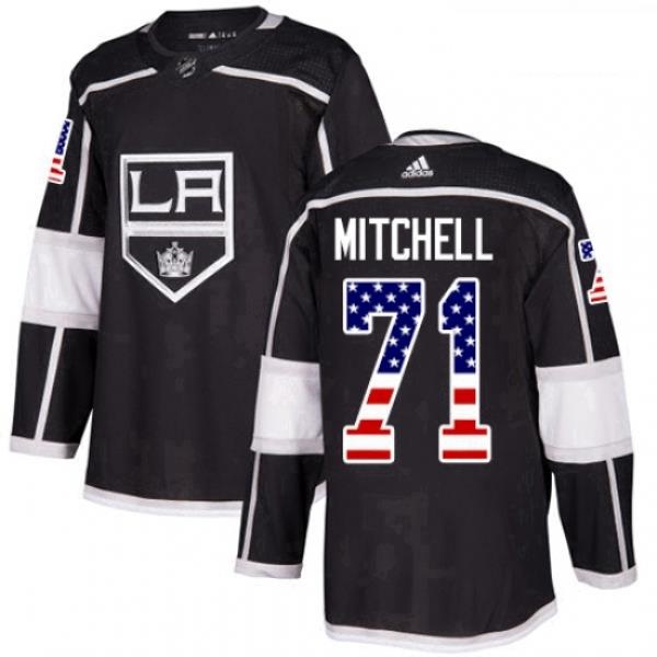 Youth Adidas Los Angeles Kings 71 Torrey Mitchell Authentic Black USA Flag Fashion NHL Jersey