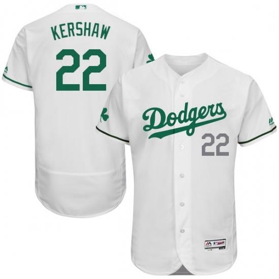 Mens Majestic Los Angeles Dodgers 22 Clayton KershaW White Celtic Flexbase Authentic Collection MLB Jersey