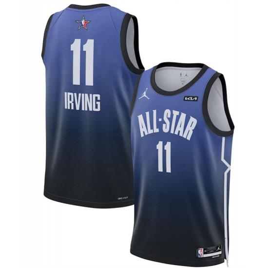 Men 2023 All Star 11 Kyrie Irving Blue Game Swingman Stitched Basketball Jersey
