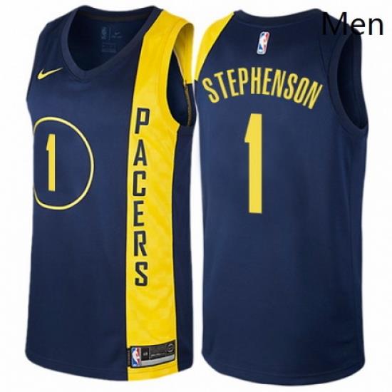 Mens Nike Indiana Pacers 1 Lance Stephenson Authentic Navy Blue NBA Jersey City Edition