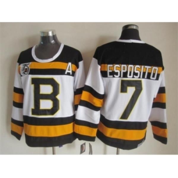 NHL Boston Bruins #7 Phil Esposito white jerseys[m&n 75th]