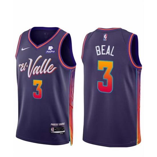 Men Phoenix Suns 3 Bradley Beal Purple 2023 24 City Edition Stitched Basketball Jersey