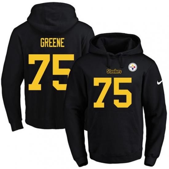 NFL Mens Nike Pittsburgh Steelers 75 Joe Greene BlackGold No Name Number Pullover Hoodie